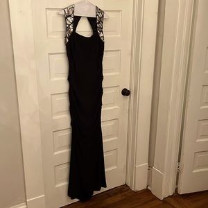 Cache Black Mermaid Dress with Sequins